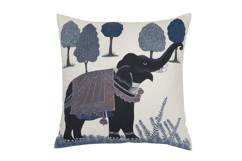 Indigo Elephant Pillow