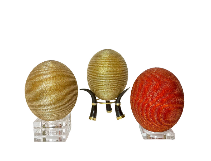 Beaded Ostrich Egg Golden