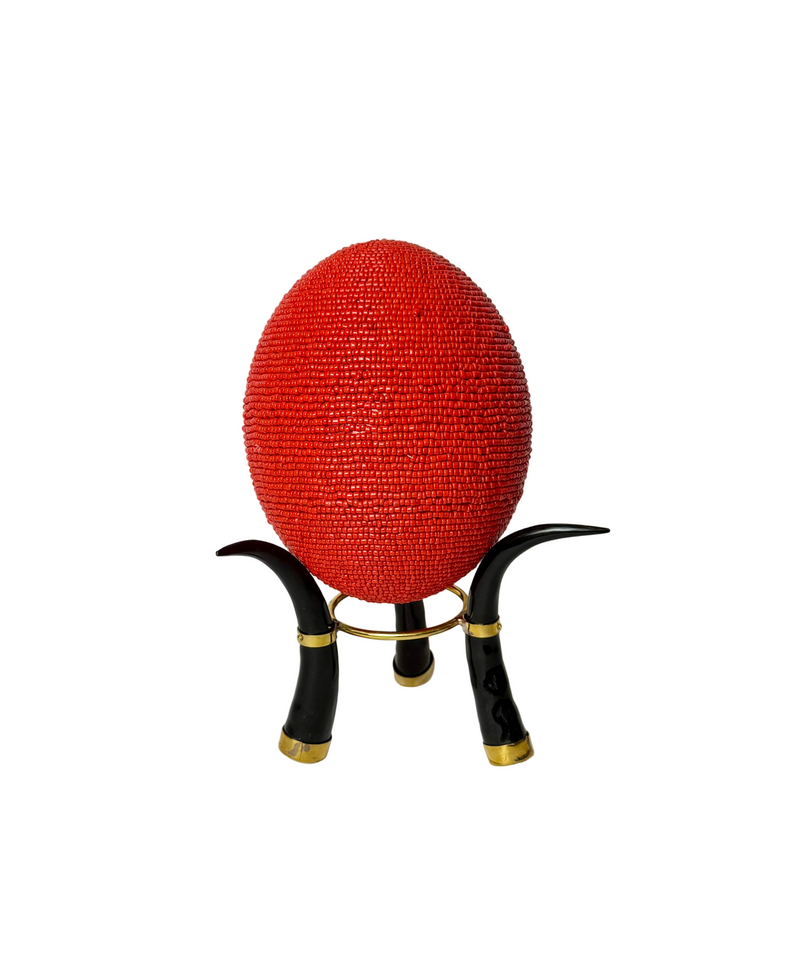 Beaded Ostrich Egg Wild Red