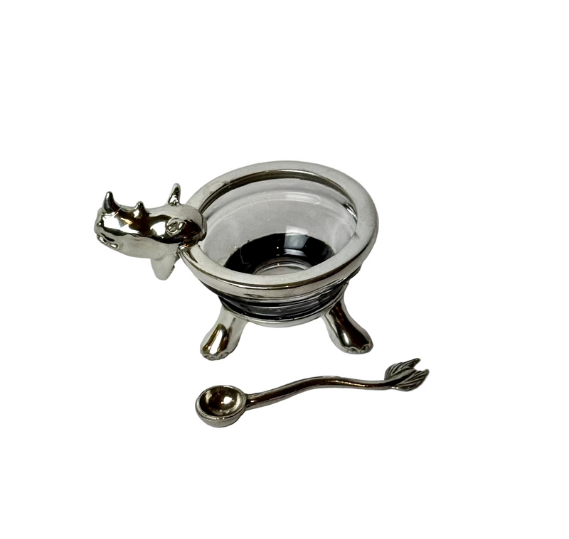 Rhino Salt Cellar with Spoon