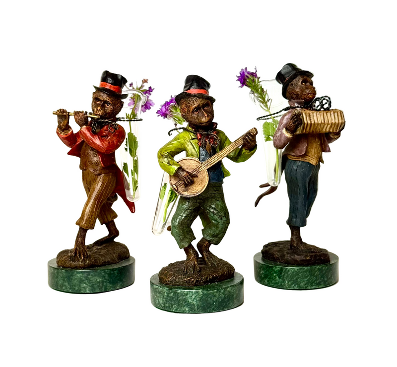 Musical Monkey Vase with Banjo