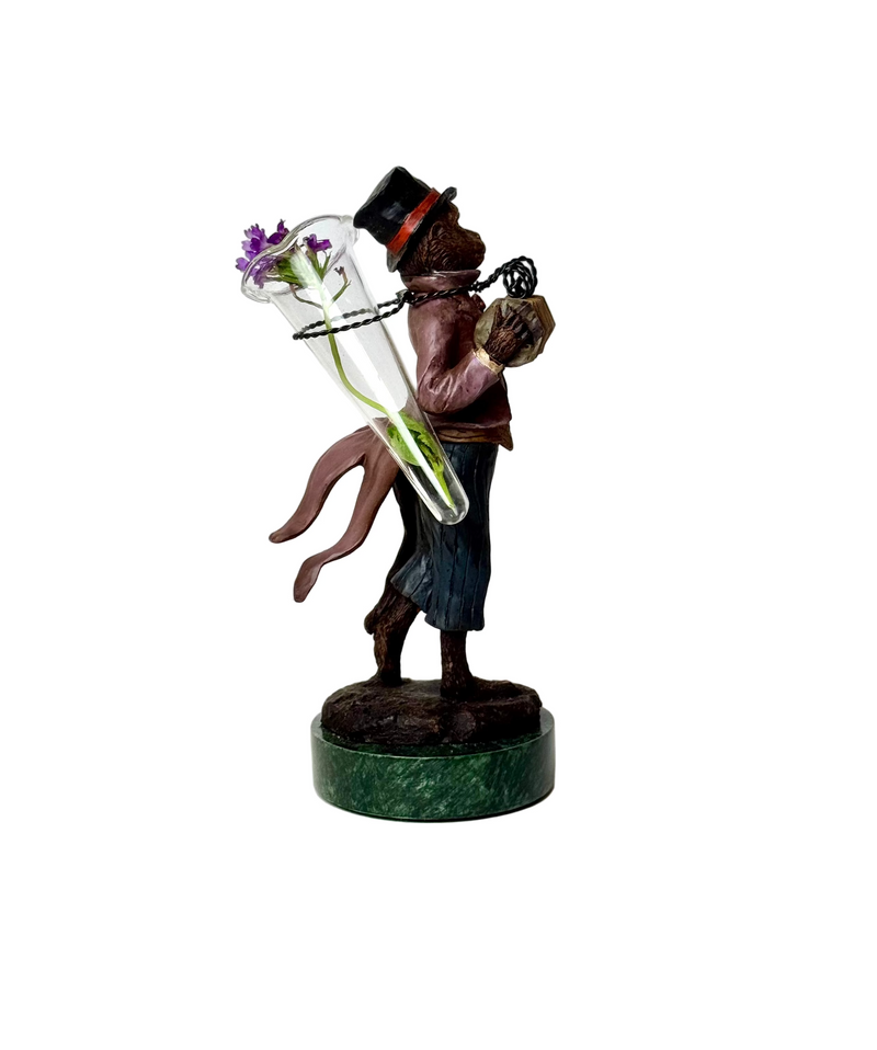 Musical Monkey Vase with Accordion
