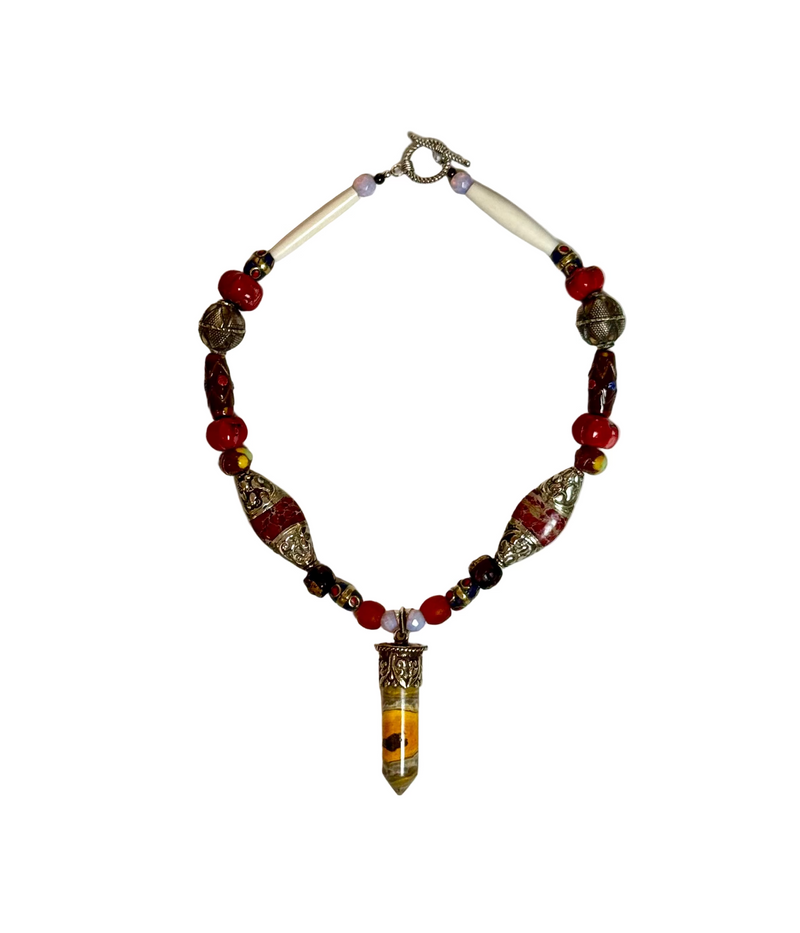 Silver and Jasper Pendant Necklace