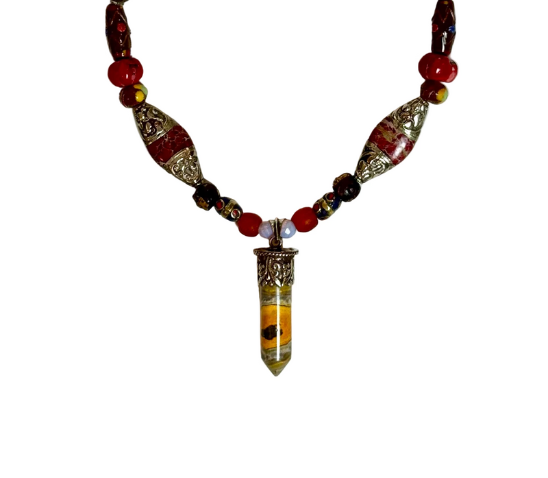 Silver and Jasper Pendant Necklace