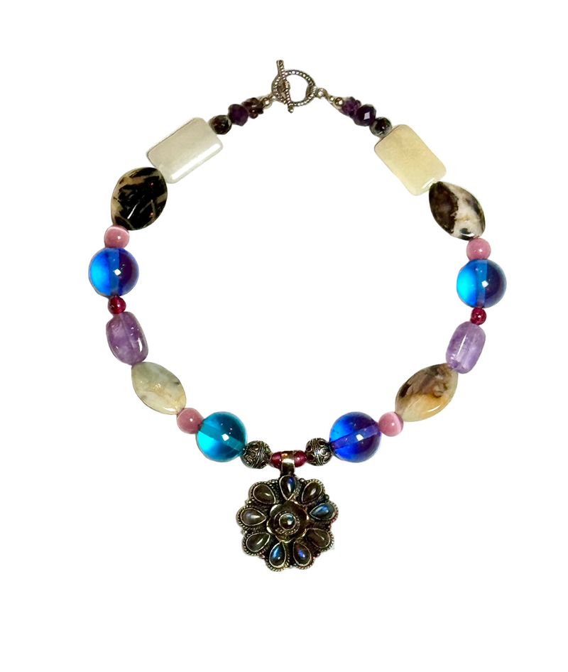 Laborite Repousse Pendant Necklace