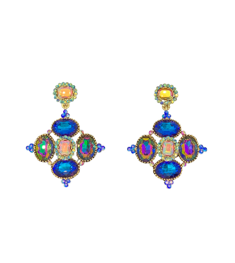 Oval Drop Crystal Earrings
