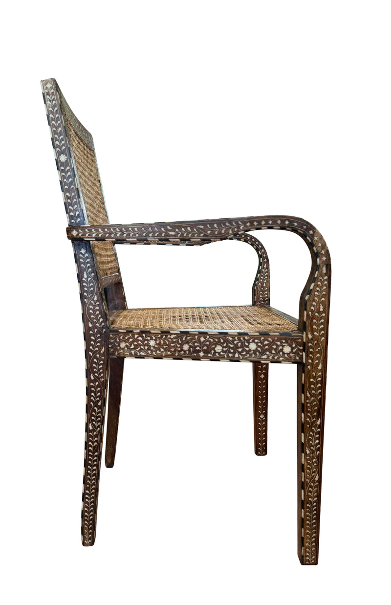 Moroccan Teakwood and Cane Desk Chair