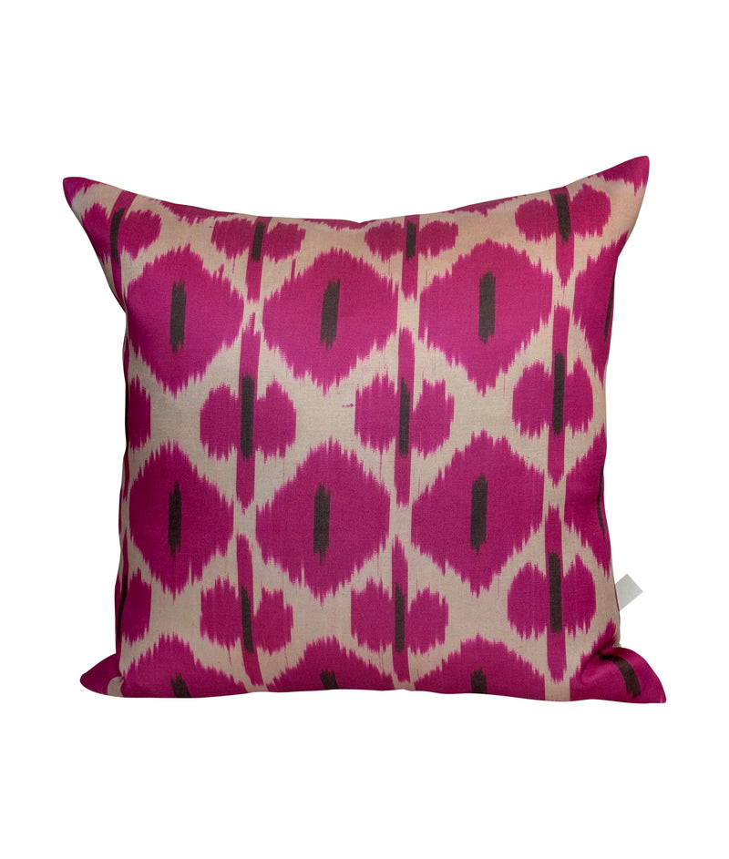 Silk Ikat Pillow Raspberry