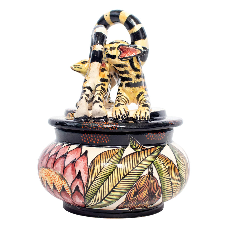 Genet Cat Jewelry Box by Senzo Duma's Ceramic Arts Studio