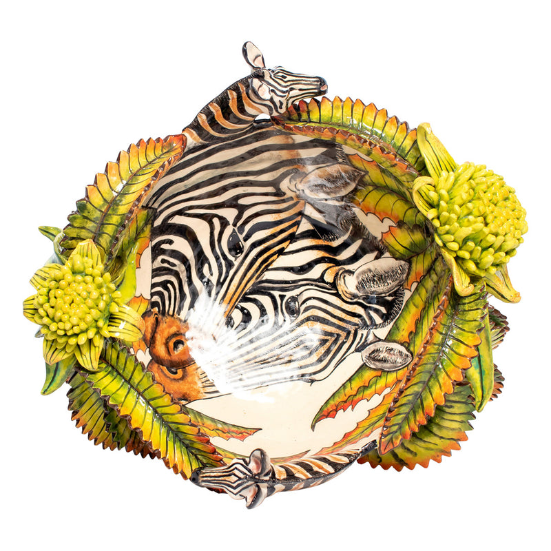 Zebra Bowl by Senzo Duma's Ceramic Arts
