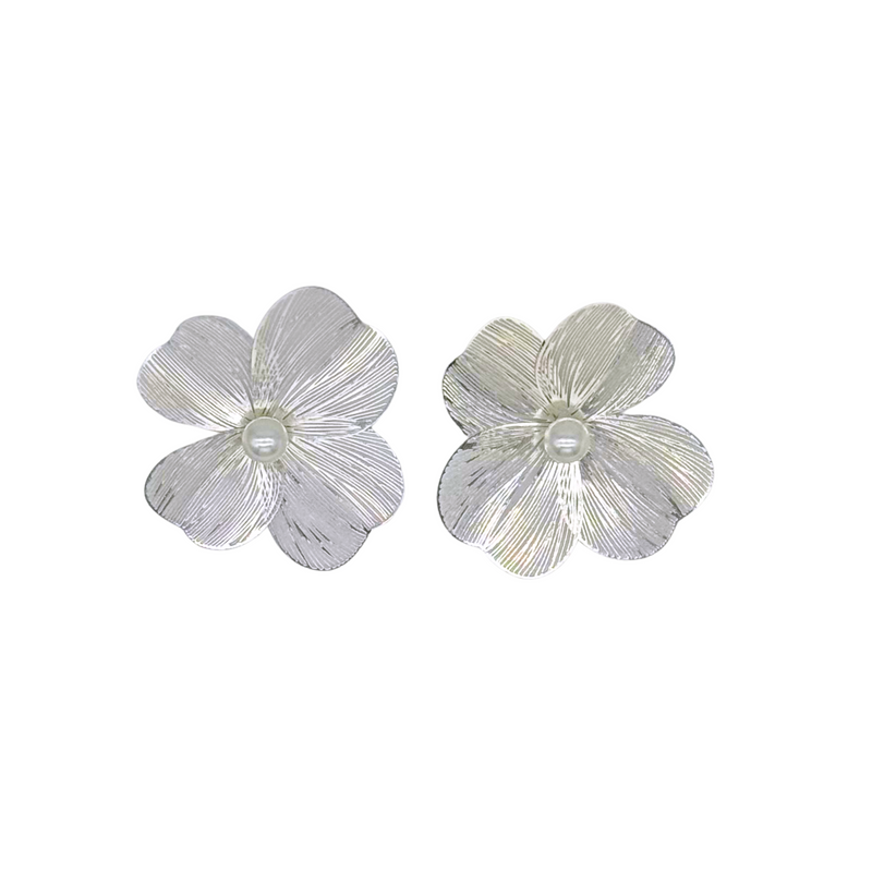 Silver Mesh Flower Earrings