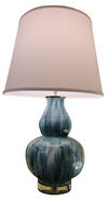 Pair Blue Drip Double Gourd Lamps Priced Separately