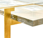 Gold Metal Glass Grid Coffee Table