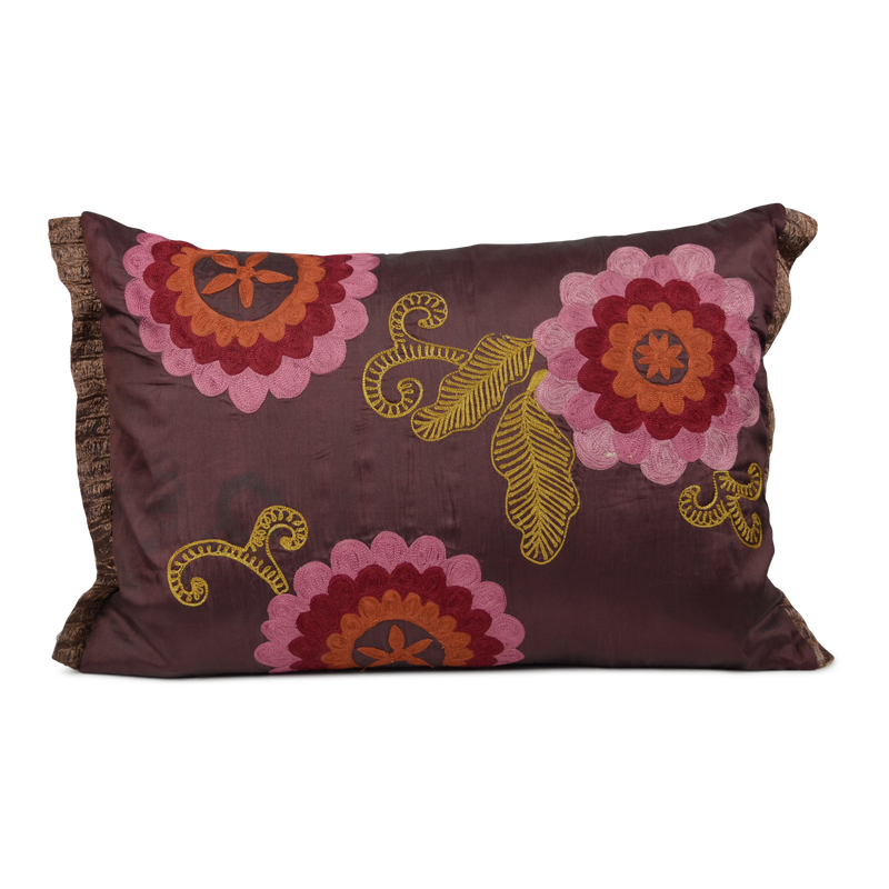 Embroidered Flower Pillow