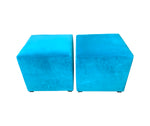 Pair Velvet Upholstered Square Ottoman