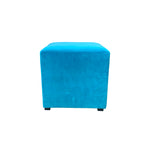 Pair of Square Ottomans in Turquoise Velvet Priced Separately
