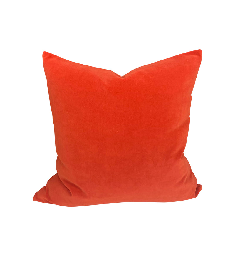 Pair Velvet Pillow Fire Orange Priced Separately