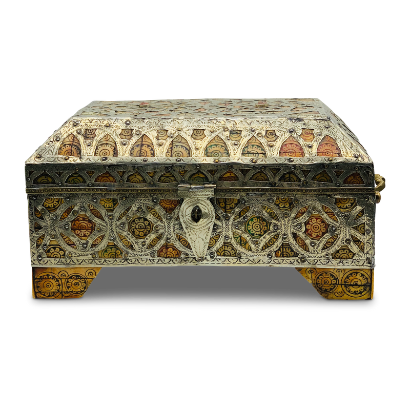 Moroccan Silver Work Box with Handles