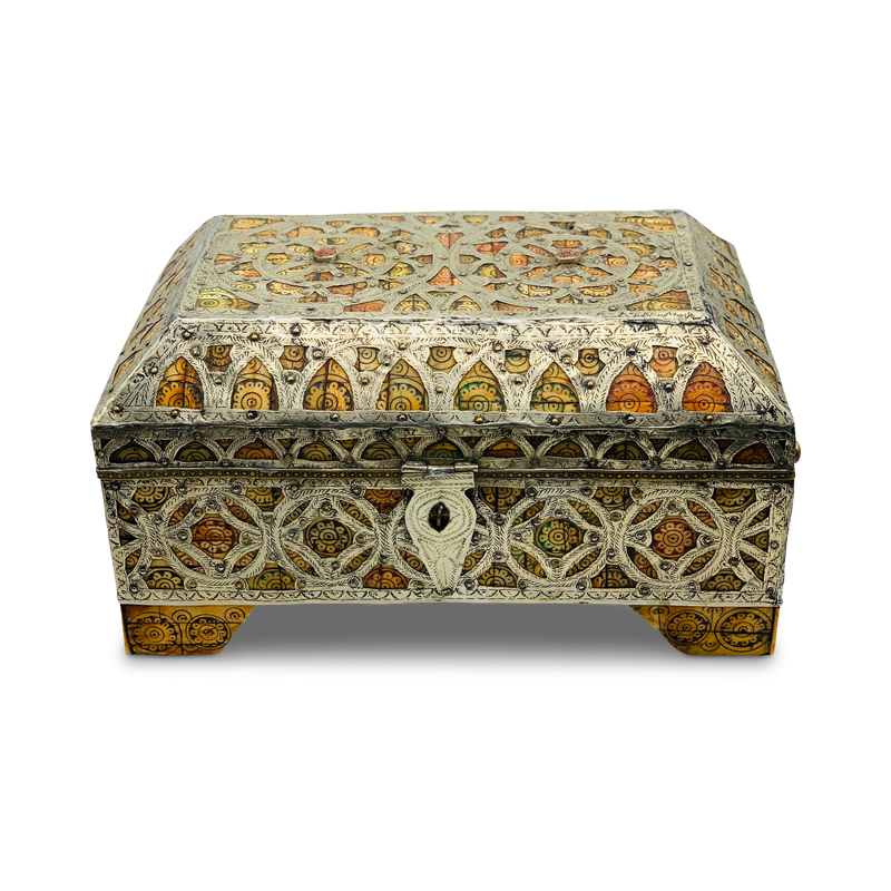 Moroccan Silver Work Box with Handles