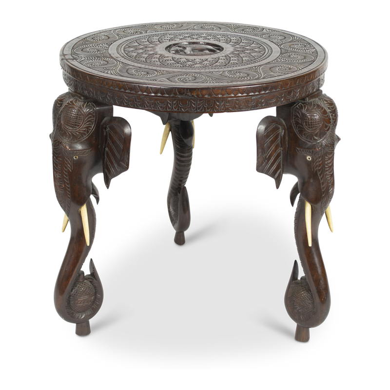 Ornate Carved Elephant Table