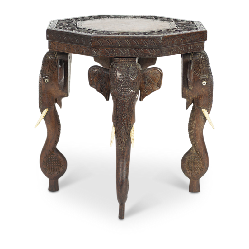 Carved Elephant Leg Table