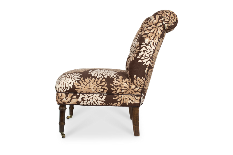 Floral Upholstered Slipper Chair