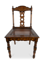 Vintage Carved Wood and Cane Chair