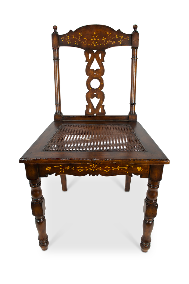 Vintage Carved Wood and Cane Chair