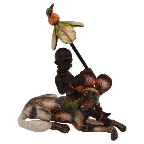 Ardmore Ceramic Wilddog Rider with Parasol